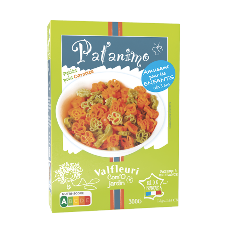 paquet-pates-legumes-patanimo-bicolore-petit-pois-carotte-valfleuri-300g